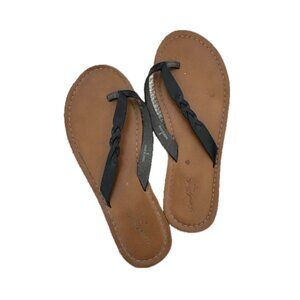 Brown Sandal Flip Flop Thong with Braided Strap Sz 6